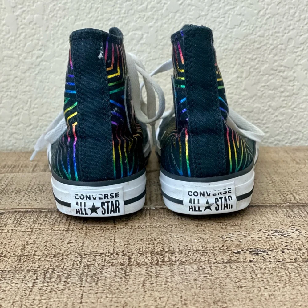 Converse Chuck Taylor Hi Top Iridescent Star Black/Rainbow Size 1 - Picture 3 of 3